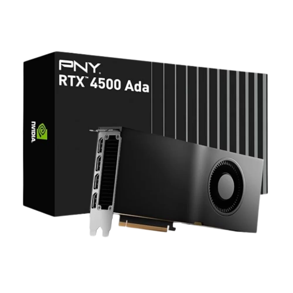 PNY NVIDIA RTX 4500 Ada Generation 24GB GDDR6 PCI Express 4.0 Dual Slot 4X DisplayPort, 8K Support, Ultra Quiet Active Fan