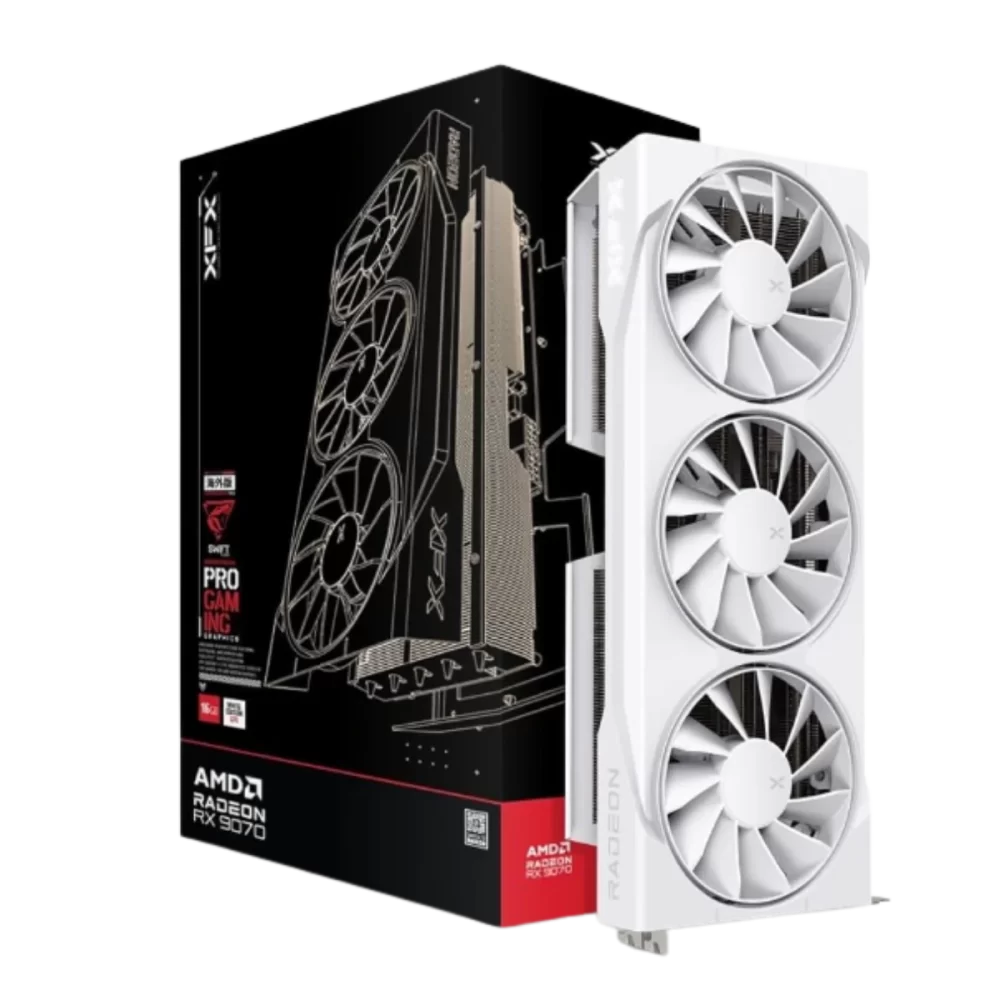 XFX Swift AMD Radeon RX 9070 OC White Triple Fan Gaming Edition Graphics Card with 16GB GDDR6 HDMI 3xDP, AMD RDNA™ 4