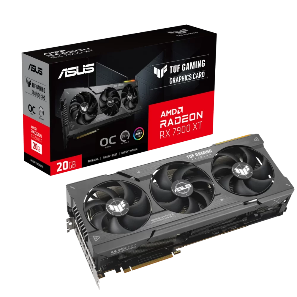 ASUS TUF Gaming AMD Radeon RX 7900 XT OC Edition Gaming Graphics Card (PCIe 4.0, 20GB GDDR6 Memory, 1x HDMI 2.1, 3X DisplayPort 2.1, GPU Tweak III